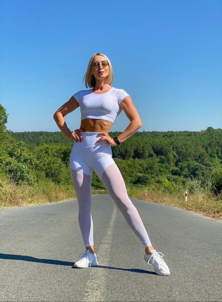 Beyaz Tül Detaytlı Spor Tayt