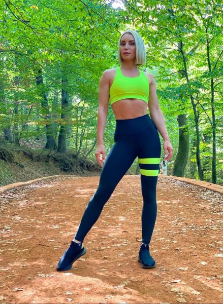 Yeşil Şeritli Ekstra Yüksek Bel Spor Tayt