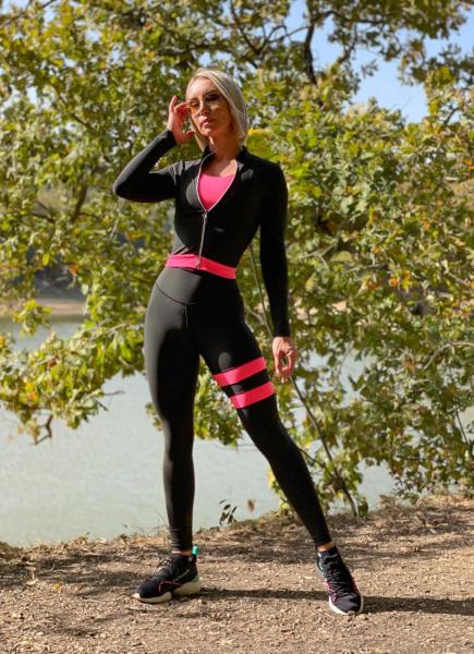Pembe Şeritli Uzun Kollu Üst