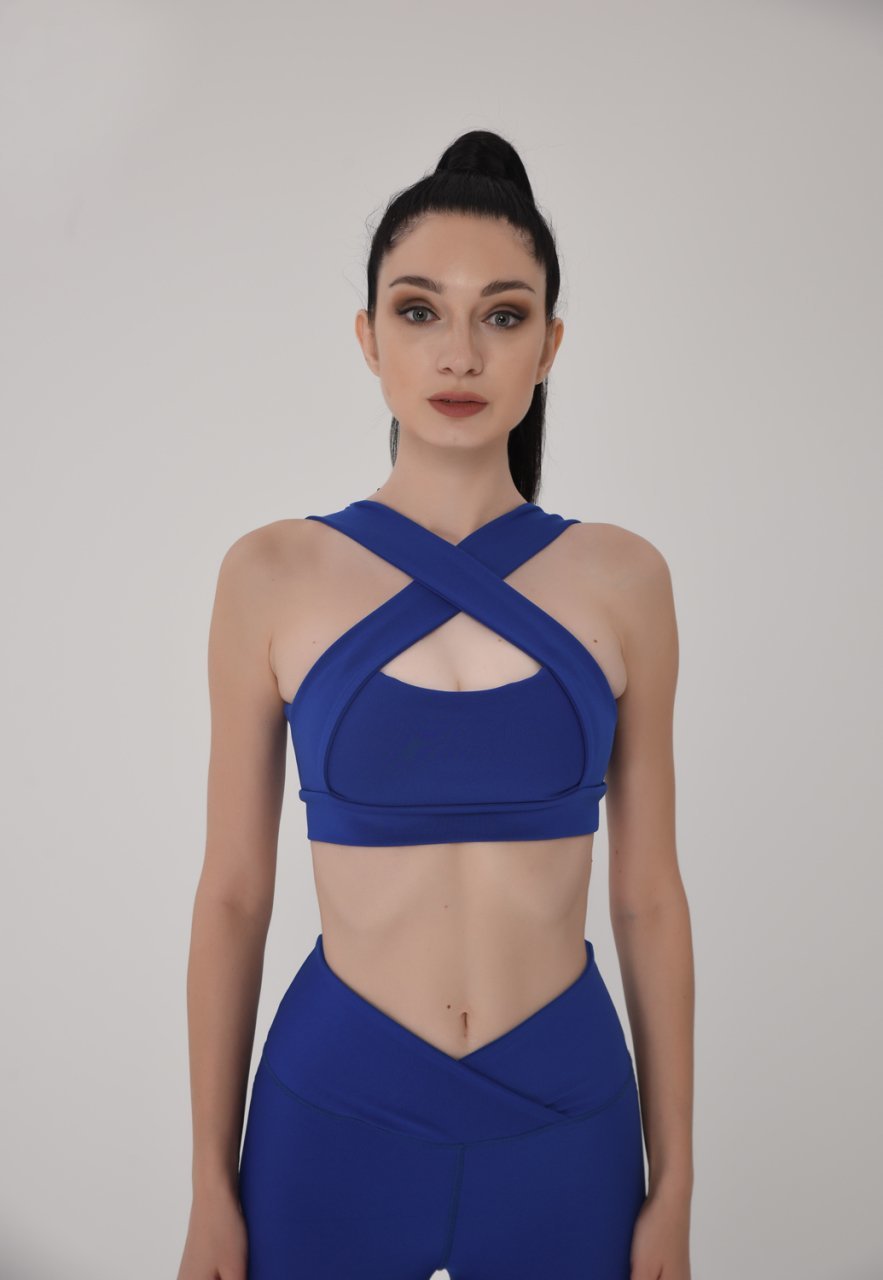 Dekolte Tasarım Spor Bustiyer Saks Rengi