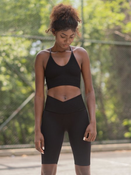 Seamless Biker Tayt Siyah Renk 6038