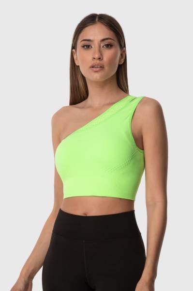 Neon yeşil dikişsiz spor bra