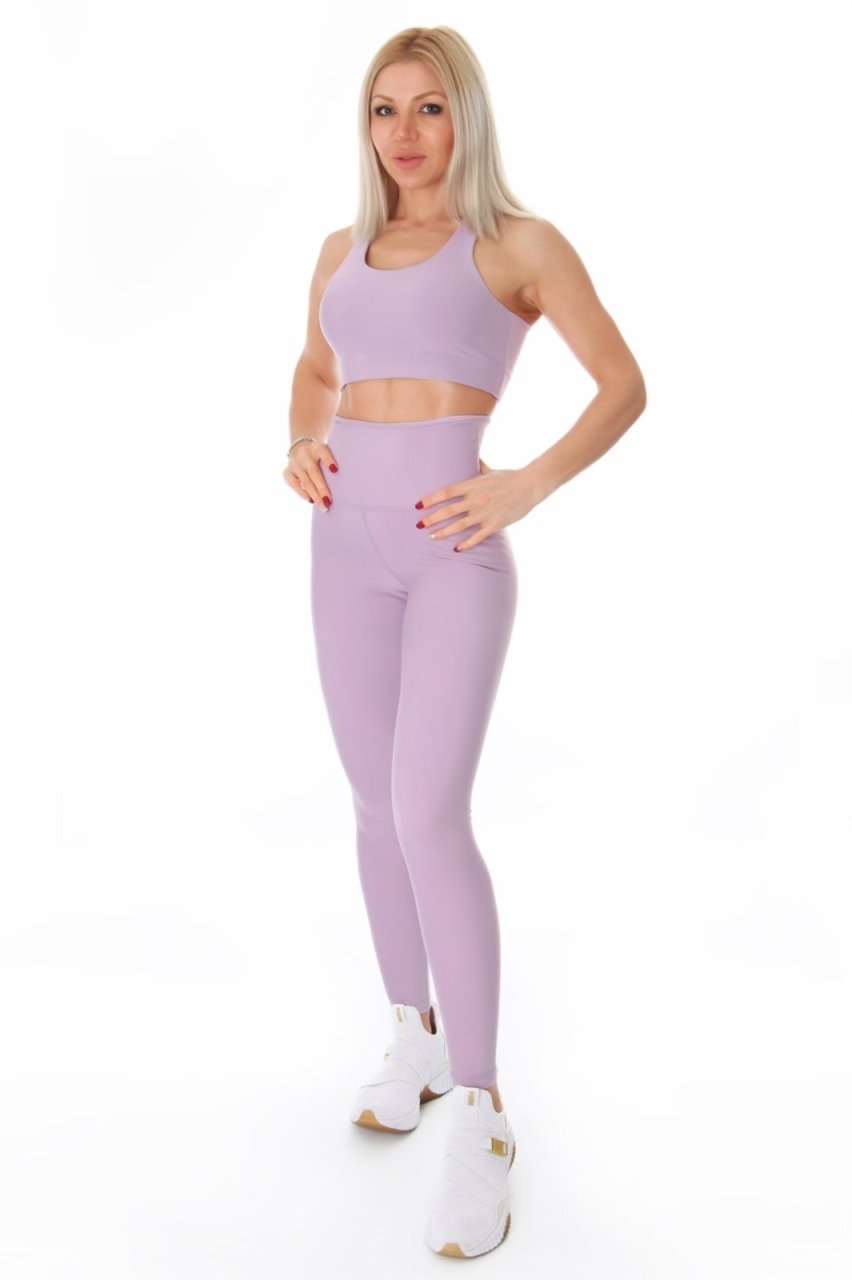Lila Ekstra Yüksel Bel Spor Tayt