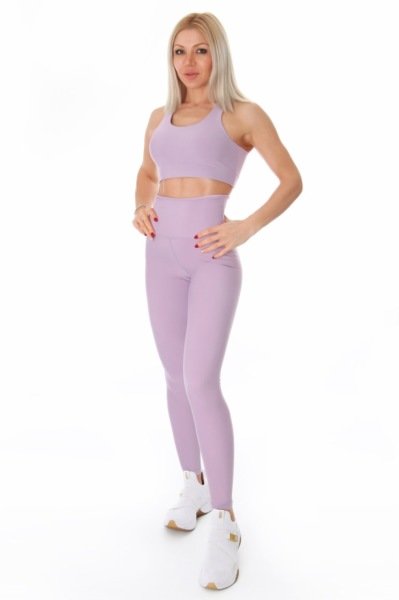 Lila Ekstra Yüksel Bel Spor Tayt