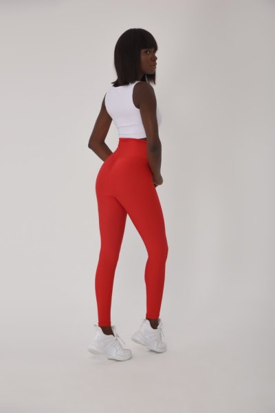 Kırmızı Scrunch Butt Leggings Arkası Büzgülü