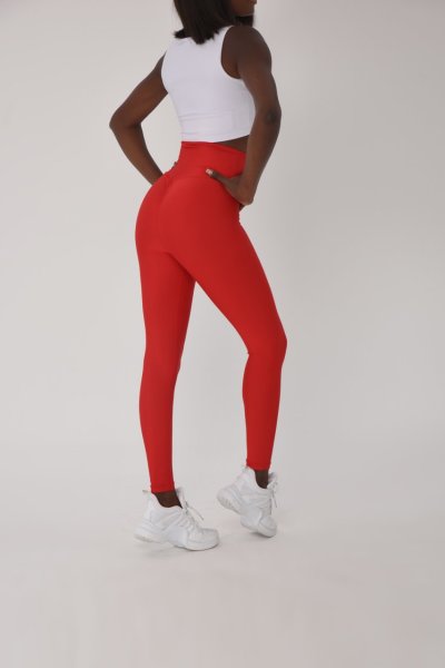 Kırmızı Scrunch Butt Leggings Arkası Büzgülü