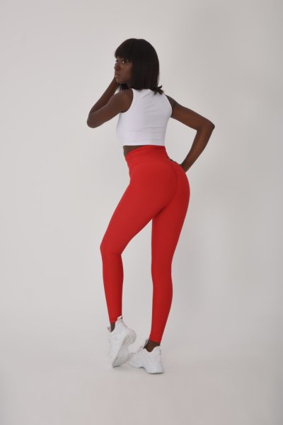 Kırmızı Scrunch Butt Leggings Arkası Büzgülü