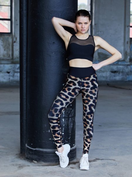 Ekstra Yüksel Bel Desenli Spor Tayt