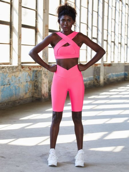 Biker Tayt Neon Pembe